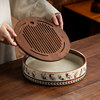 Ru Kiln Dunhuang Flying Fairy Gilded Tea Tray Household Drainage Tray Water Storage Tray Kung Fu Tea Set Dry Brewing Tea Table Ceramic Tea Tray