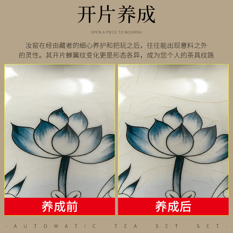 Ruyao Tea Set 2025 New Model for Home Use, High-End Ruyao Porcelain Ceramic Kung Fu Teapot and Teacup Set for Making and Drinking Tea