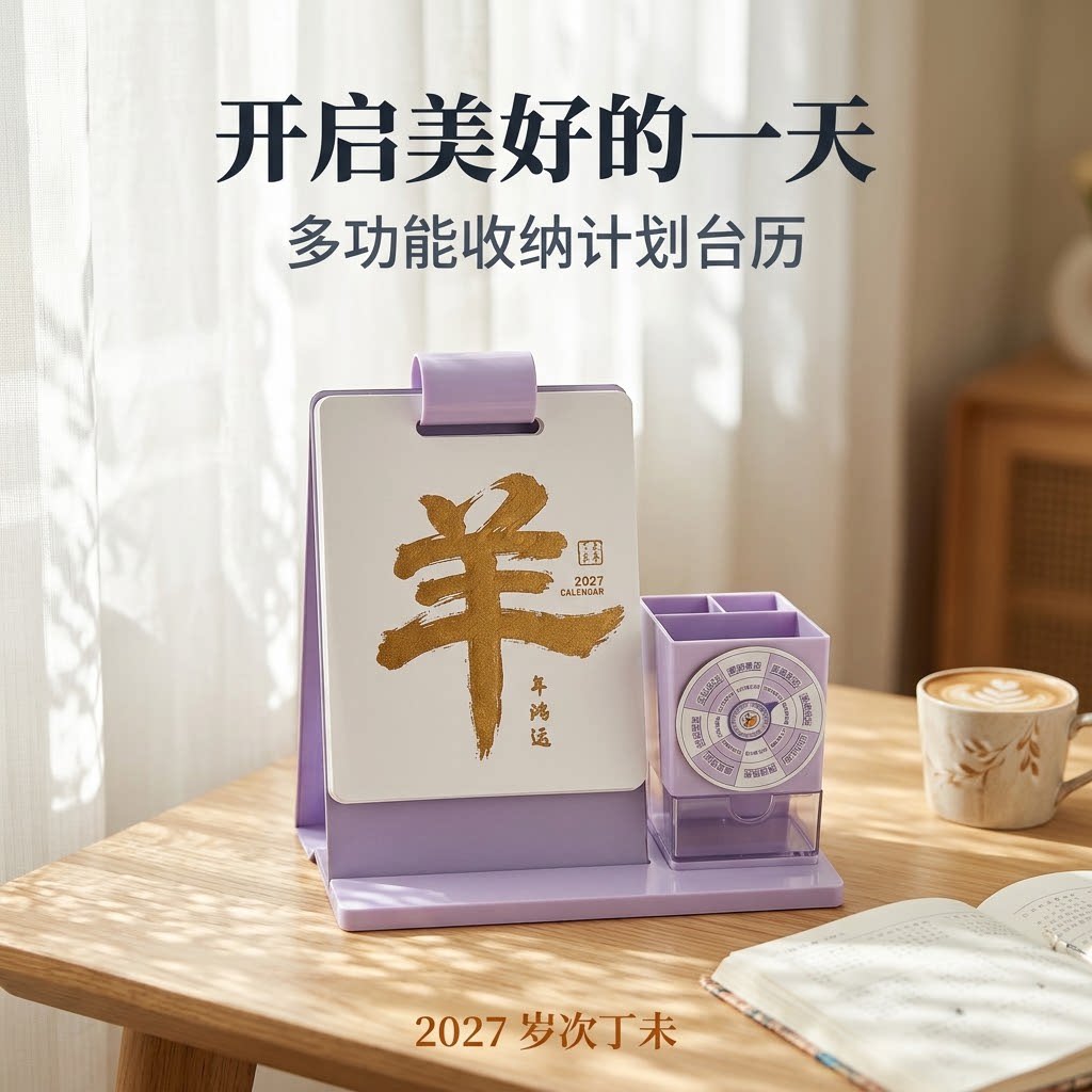 2027 Desk Calendar Multifunctional Storage Plan Cream White Desktop Ornaments Creative Page Flip Vertical Business Office Stationery New Year Gifts for Clients Company Office School Students