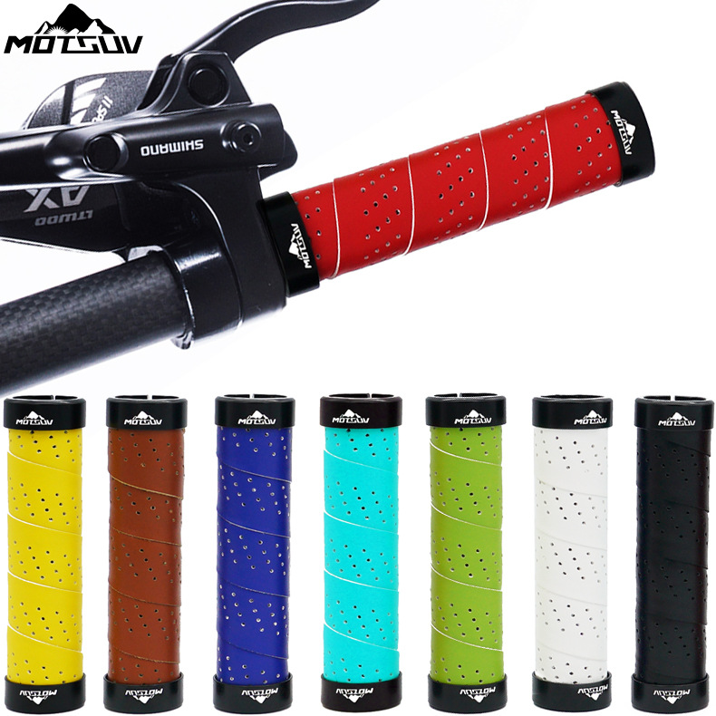Mountaineering bicycle handlebar aluminum alloy bilateral lock hand grip perforated multicolor non-slip breathable handle