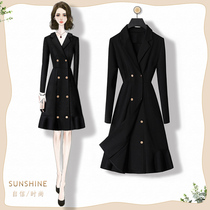 French small dress fishtail skirt female banquet temperament ingenuity small black dress Hepburn style suit dress female spring and autumn