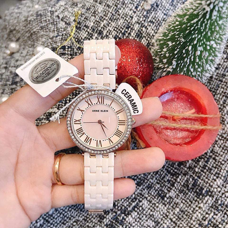 Anne Klein Anne Klein 2130RGLP Shallow Pink Ceramic Inlaid Drilling with Watch Woman