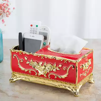 Remote control storage box sanitary carton European tissue box household living room coffee table extraction sanitary carton multifunctional napkin carton
