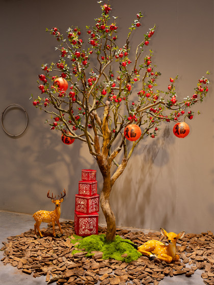 Artificial Pomegranate Tree Green Plant Decoration Floor-Standing Ornament New Year Wishing Tree Large Fruit Fake Tree Indoor and Outdoor Pastoral Style