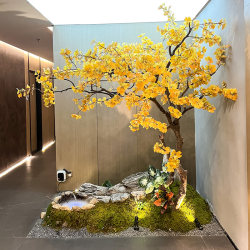 High-End Ginkgo Tree Artificial Green Plant Fake Tree Window Decoration Landscaping Indoor and Outdoor Simple Landscape Floor-Standing Large Ornament