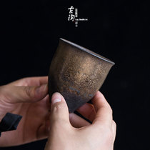Ceramic tea cup retro gilt gold Coarse Pottery handmade tea cup Cup Master Cup