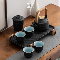 Day Style Coarse Pottery Kongfu Tea Kit Tiliang Pot One Pot Of Four Cups Small Set Ceramic Home Office Tea Dry Foam Pan