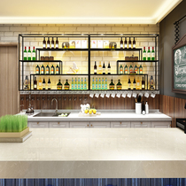 Creative restaurant wine rack wall hanging rack bar bar wall light-emitting wine cabinet wrought iron wine display stand against the wall