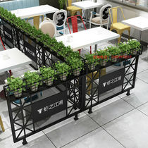 Industrial style restaurant low partition fence bar deck aisle iron flower stand guardrail creative green plant screen decoration