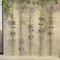 Floor-to-ceiling simple wrought iron wine rack wine cabinet wall-mounted simple display rack industrial style home wine rack against the wall