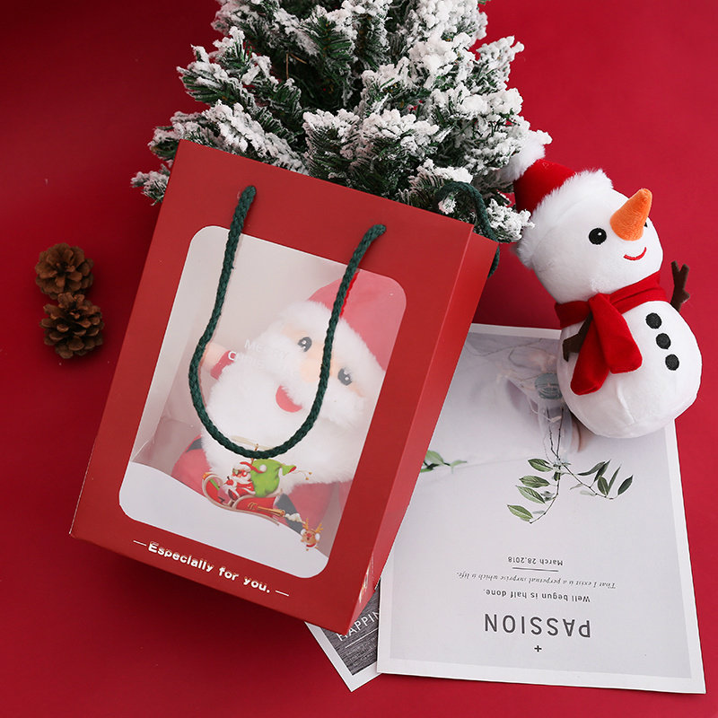 Christmas gift paper bag, transparent window tote bag, window hand-carrying bag, candy gift bag customization
