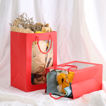 Open window flower bouquet bag ins Net red window holiday gift bag Valentines Day gift packaging bag