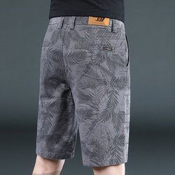 Printed Suit Shorts for Men, Pure Cotton, Mid-Length, Summer Thin Breathable Style, with Belt, Men's Casual Six-Point Pants
