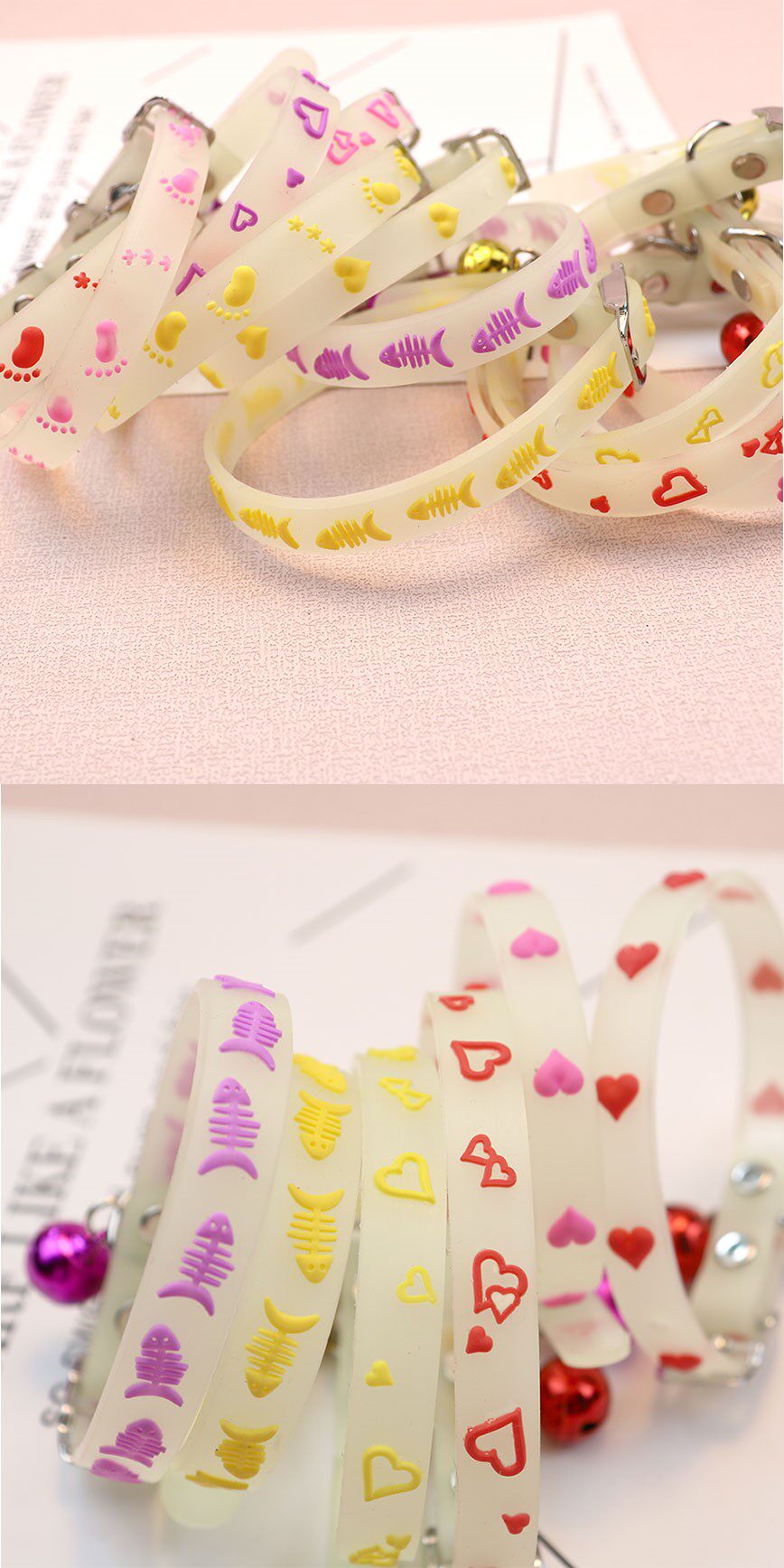 Pet silicone luminous bell collar for cats and dogs to prevent them from getting lost at night, luminous collar, light-absorbing neck collar accessory pic 7