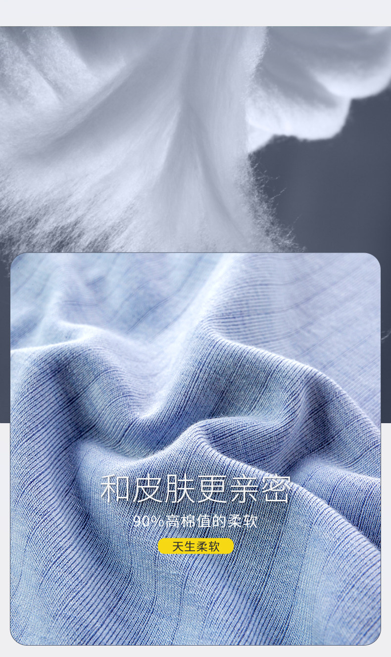 猫人 男士 纯棉无痕平角内裤 3条 抗菌里裆 图5
