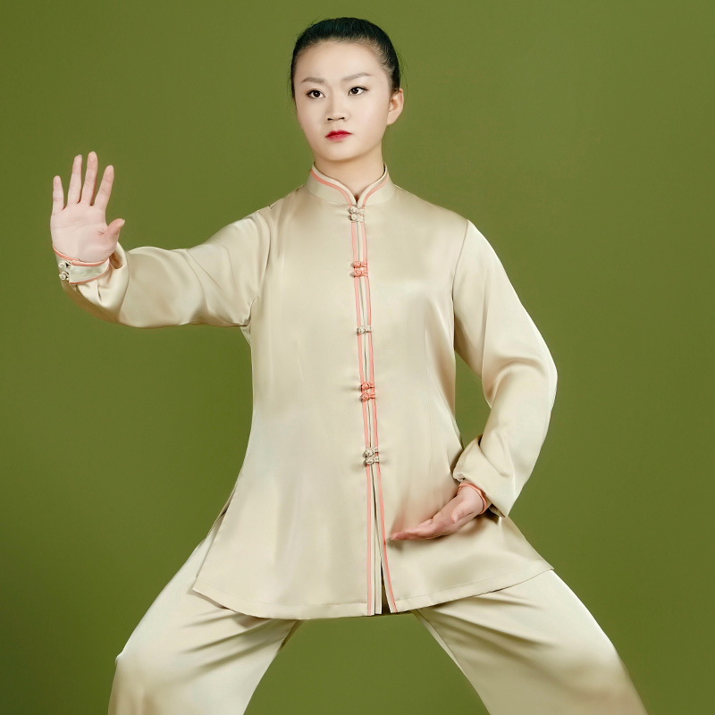Tai Chi Clothing Spring Autumn Season Taijiquan Taijiquan Chinese Women's Men's Pituitary Martial Arts Performance Clothing Suit Chinese Wind New Summer
