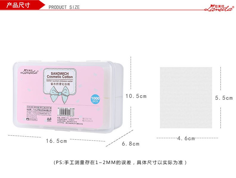 Miếng bông gòn 1000 miếng bông tẩy trang hai mặt đôi công cụ trang điểm dưỡng ẩm - Các công cụ làm đẹp khác cuốn lô tóc mái