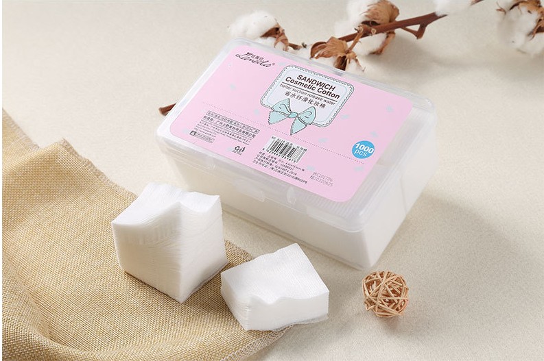 Miếng bông gòn 1000 miếng bông tẩy trang hai mặt đôi công cụ trang điểm dưỡng ẩm - Các công cụ làm đẹp khác cuốn lô tóc mái