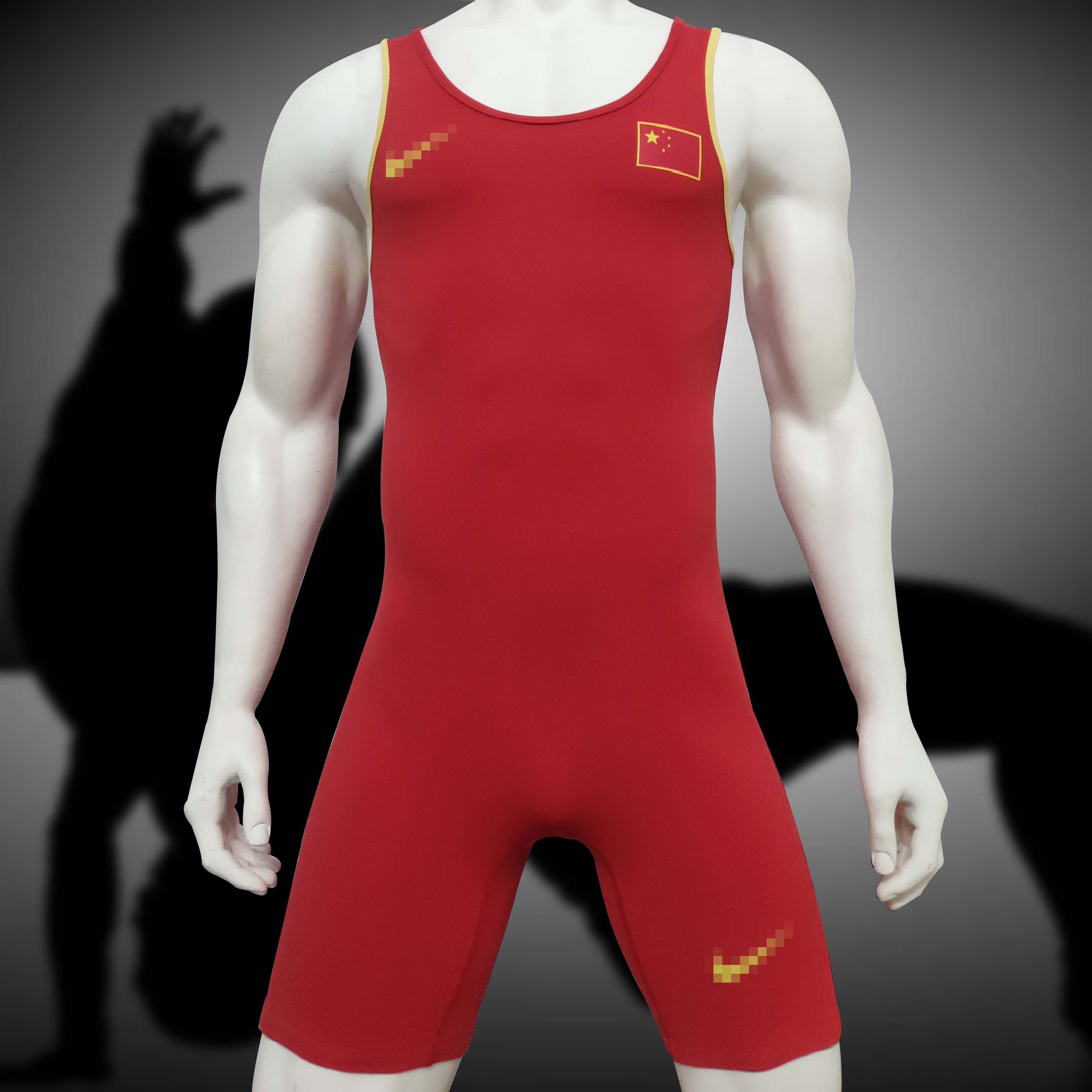 National Team red Wrestling Suit Wrestling Suit High Bounce Sweat Sweat Daily Training Match Suit can be added by name