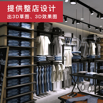 Mens clothing cowboy pants rack floor display rack multi-layer lattice storage design simple display shelf customization