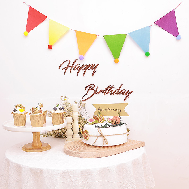 Children's male and female babies birthdays 100 days Lara Flower Triangle Colourful Flags Decorate Spring Tours Picnic Placement Background Wall