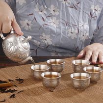Yun Ying blessing silver pot sterling silver 999 Kettle Teapot home silver tea set bubble teapot gift