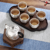 Yun Ziying silver pot tea ceremony sterling silver 999 bubble Kettle tea tea set set a pot of 6 cups bubble teapot