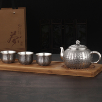 Heart Suit silver pot sterling silver 999 bubble kettle small teapot handmade foot silver tea kung fu set a Pot 6 cups boiled teapot