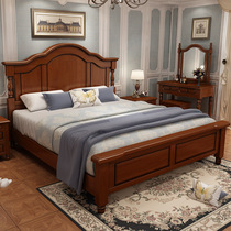 American full solid wood bed Master bedroom double bed 1 5 meters 1 8 meters BMW gray net red wedding bed Air pressure high box bed
