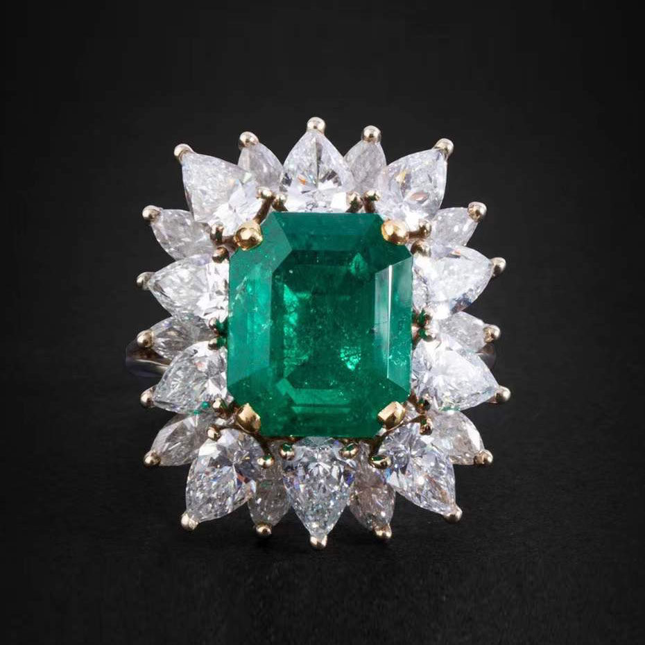 The unicorn Xiyang antique jewelry jewelry French 18k platinum and gold inlaid with grandmother diamond ring