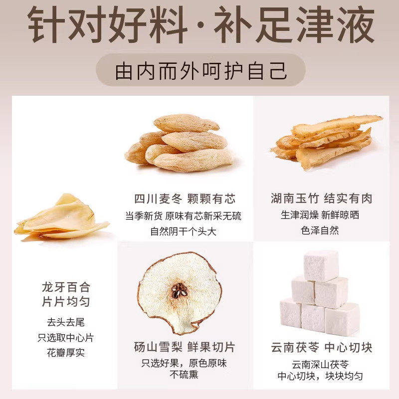 Yu Zhu Bai He Sheng Jin Herbal Soup Pack 25g Sugar-Free Moisture Nourishing Tea Blend quality and texture