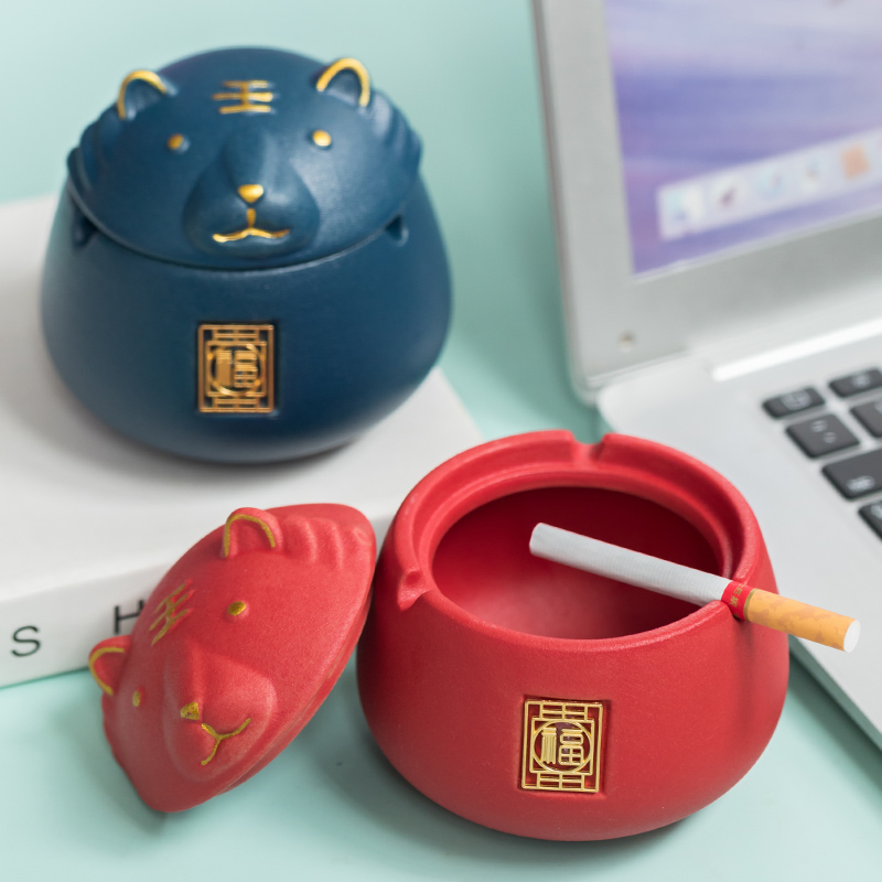 Ashtrays Home Creative personality trendy fashion Living room windproof Fly Ash Smoke Cylinder Cute Tiger Decoration Pendulum-Taobao