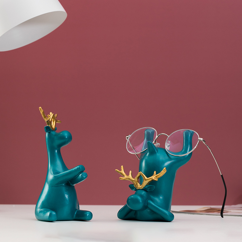 Creative Nordic Home Deer Glasses Layer Rack Swing Pieces Wine Cabinet Living-room Decoration Craft Gift Hem Accessories Desk Office Small Furnishing
