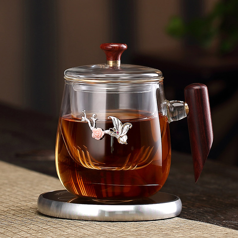 Gift tea separation inlaid silver glass home filter with lid simple personality bubble tea cup creative office water cup