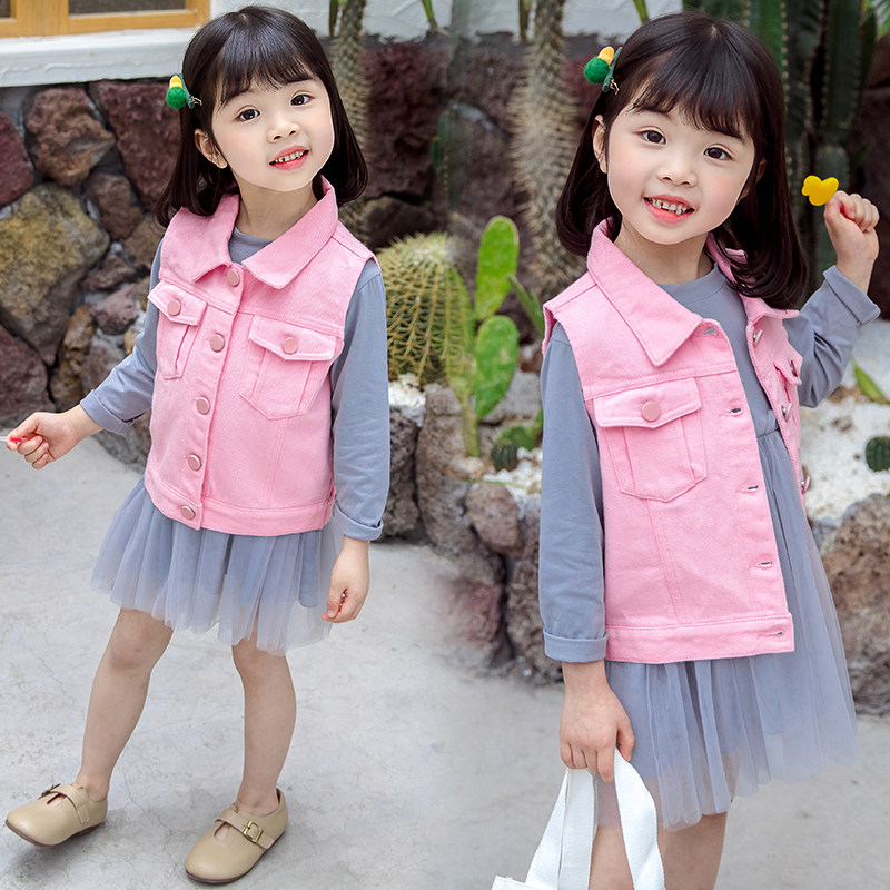 Children's cotton vest 2022 Korean version of the baby girl vest spring and autumn fashion baby vest spring vest skirt suit tide