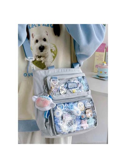 2D large capacity crossbody bag Japanese ins comic exhibition girl shoulder bag transparent bar tits pain bag baby bag