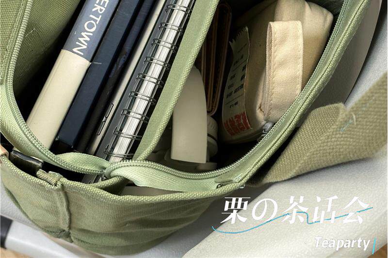 Мода холст 森系帆布包多分格手提袋女 日系ins学生上课通勤小拎包上班斜挎包 Bamruyalek