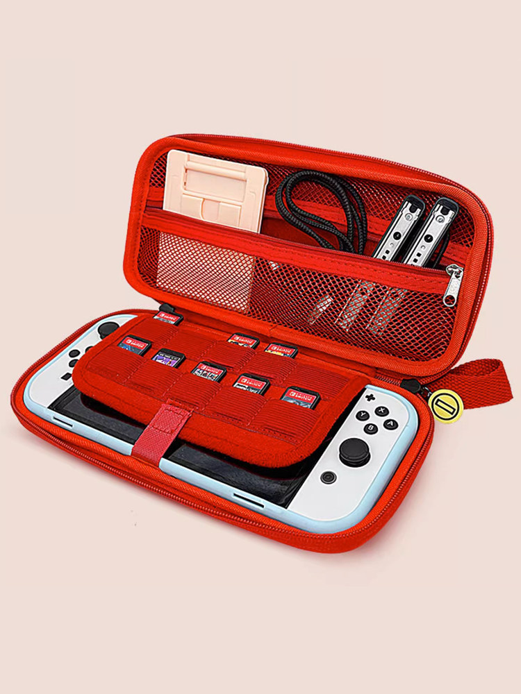 Honcam Nintendo Switch Embossed Storage Bag Ns Protective Case Hard Shell with Stand Switch Oled Game Cartridge Box Oled Charger Controller Accessories Case Switch Card Box Hard