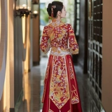 Традиционный свадебный наряд Сюхэ для невесты, летнее свадебное платье, дракон и феникс