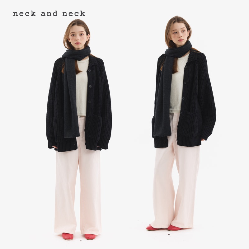 【Neck and Neck】"Matcha Black Chocolate" New Autumn and Winter Style Relaxed-Fit Jacket with Stand-Up Collar and Cardigan
