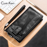 Длинный бумажник, кошелек, кожаная сумка с петлей на руку, из натуральной кожи, в корейском стиле