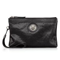 Модный, черный, кожаный, воловья кожа