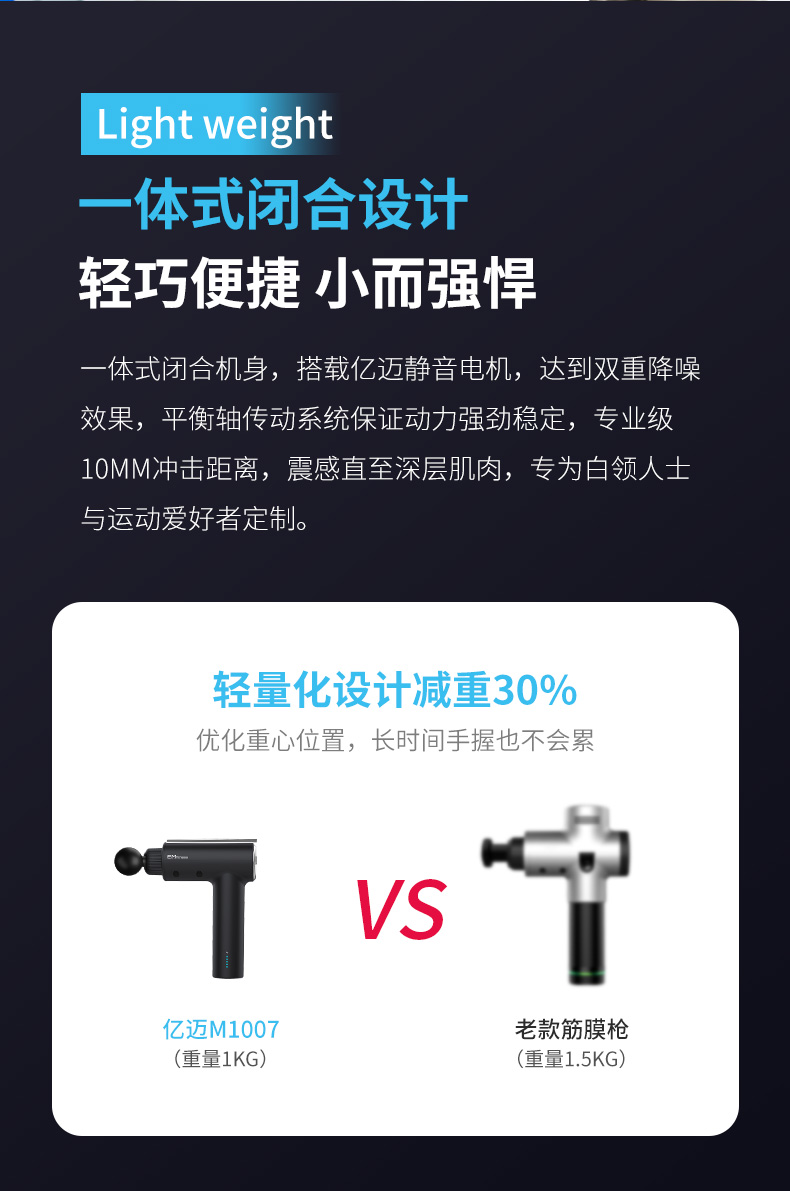 专业级按摩神器 亿迈 无线筋膜枪 按摩肌肉缓解疲劳 3-4小时续航 图10