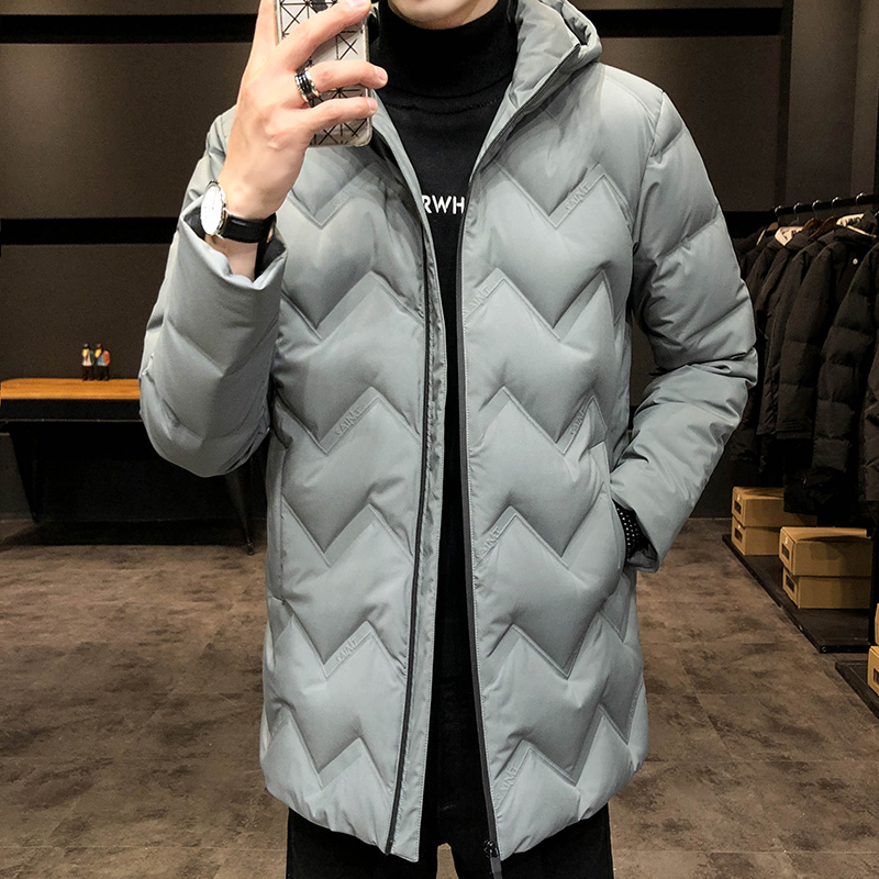 男士白鸭绒羽绒服中长款2019年冬季新款爆款韩版潮休闲鸭绒服外套
