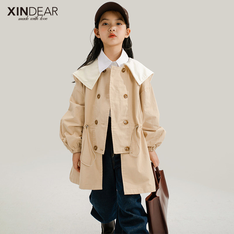 Girl Turnover Casual Korean Version Spring Autumn Windfall 2022 Eldest Child College Collar Spring Pure Color Minimalist Jacket