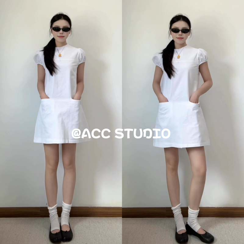 Acc in Stock|【Ouyang Nana's Same Style】Capsule Series Cotton Linen Puff Sleeve Dress Acc in Stock|【Ouyang Nana's Same Style】Capsule Series Cotton Linen Puff Sleeve Dress