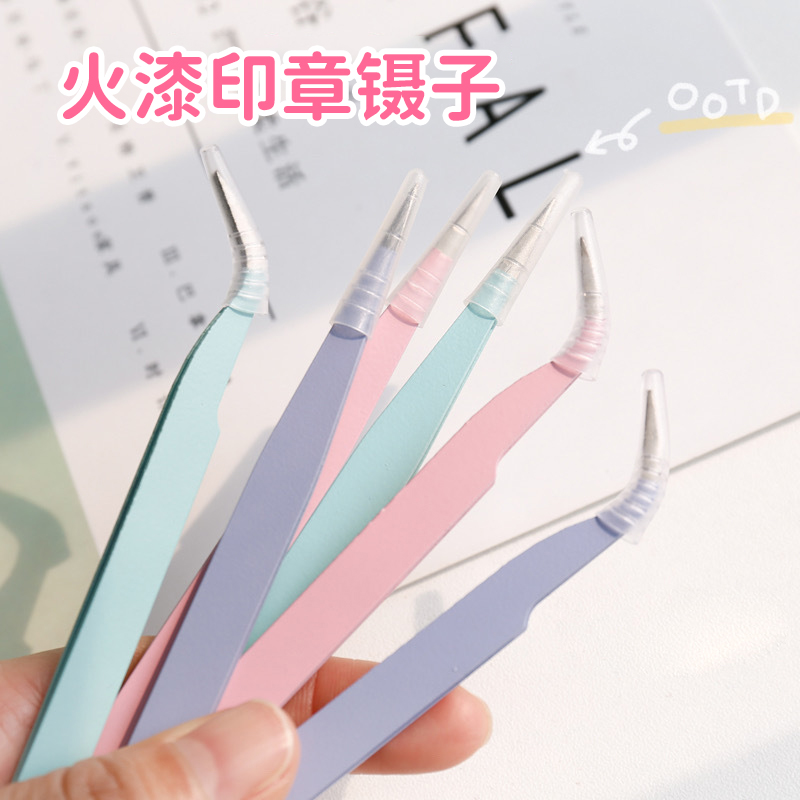 Fire paint seal special tweezers stainless steel elbow fine tip anti-static fire paint stirring stick candle wax grain furnace pad novice tool accessories burning wax stirring spoon