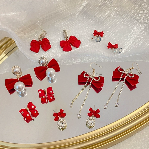 Ретро красный бархатный аксессуар для волос с бантиком, заколка для волос, вечернее платье для невесты, изысканный стиль