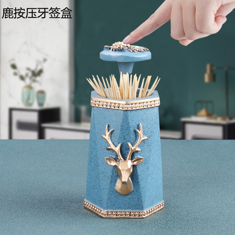 Deer toothpick box creative automatic high-end push-type pop-up light luxury Nordic ins home living room toothpick box simple