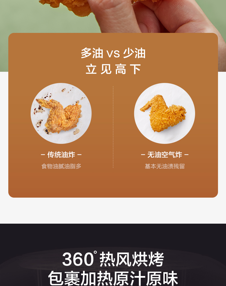 美的 高颜值空气炸锅 无油炸薯条酥脆口感 3L 图7